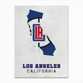 Los Angeles Clippers California State Map Canvas Print