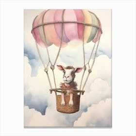 Baby Goat 1 In A Hot Air Balloon Canvas Print