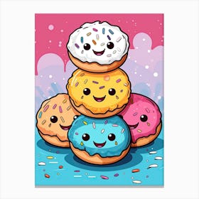 Super Happy Cute Donuts Friends Canvas Print