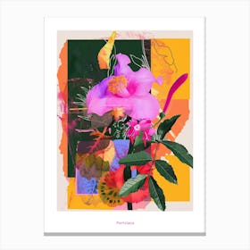 Portulaca 4 Neon Flower Collage Poster Canvas Print