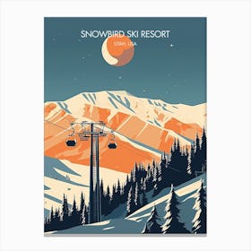 Poster Of Snowbird Ski Resort   Utah, Usa, Ski Resort Illustration 2 Canvas Print