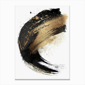 Black And Gold Brush Strokes 31 Canvas Print