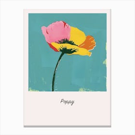 Poppy 3 Square Flower Illustration Poster Canvas Print