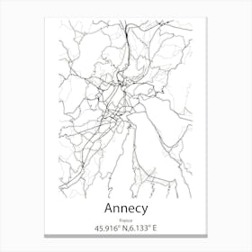 Annecy,France Minimalist Map Leinwandbild