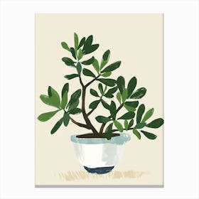 Jade Plant Minimalist Illustration 7 Canvas Print