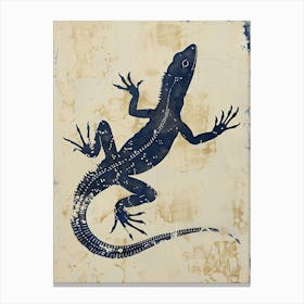 Black Minimalist Lizard Block Print 1 Canvas Print