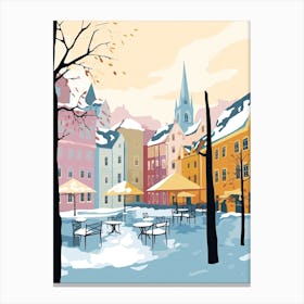 Turku, Finland, Flat Pastels Tones Illustration 4 Canvas Print