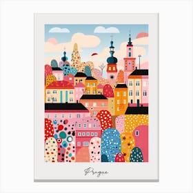 Poster Of Prague, Illustration In The Style Of Pop Art 4 Canvas Print
