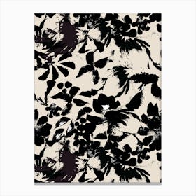 Black And White Abstract Floral Painting Canvas Print