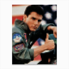 Tom Cruise Top Gun In A Pixel Dots Art Style Canvas Print