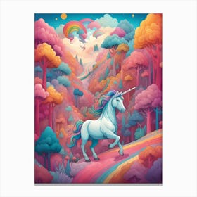 Unicorn In The Forest Canvas Print