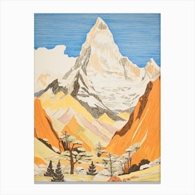 Ama Dablam Nepal 1 Colourful Mountain Illustration Canvas Print