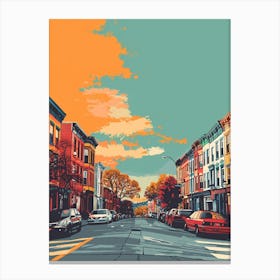 Stapleton New York Colourful Silkscreen Illustration 3 Canvas Print