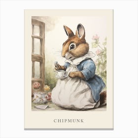 Beatrix Potter Inspired  Animal Watercolour Chipmunk 2 Canvas Print