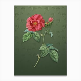 Vintage Apothecary Rose Botanical on Lunar Green Pattern n.2275 Canvas Print