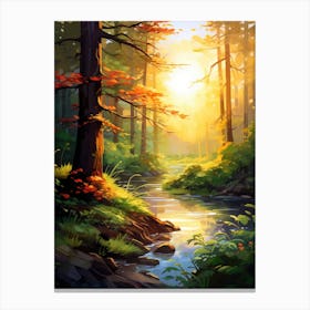 Sunset In The Forest Canvas Print