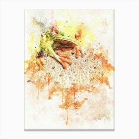 Frog Watercolor Painting Canvas Print