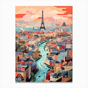 Paris View   Geometric Vector Illustration 1 Canvas Print
