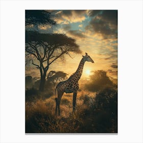 Giraffe At Sunset 1 Canvas Print