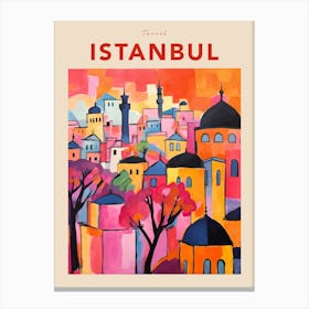 Istanbul Turkey 2 Fauvist Travel Poster Canvas Print