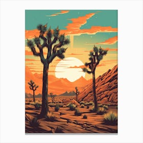  Retro Illustration Of A Joshua Trees At Dawn In Desert 3 Canvas Print