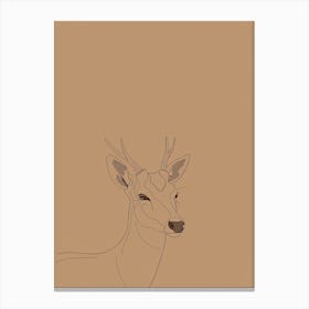 Deer - Boho, Line Art 13 Canvas Print