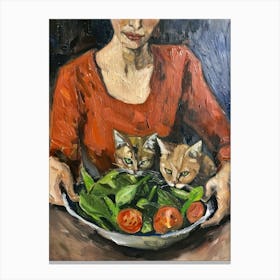 Cats And Salad Canvas Print