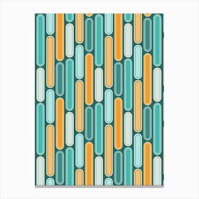 Retro Mid Century Stripes Aqua, Teal, Orange Canvas Print