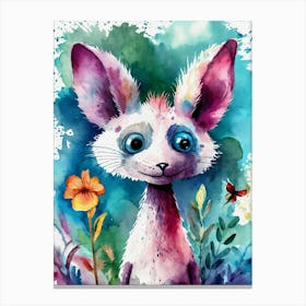 Funny Animal Watercolor Painting Canvas Print