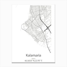 Kalamaria,Greece Minimalist Map Canvas Print