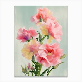 Snapdragons Flowers Acrylic Painting In Pastel Colours 3 Canvas Print