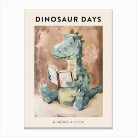 Dinosaur Reading A Book Poster 1 Canvas Print