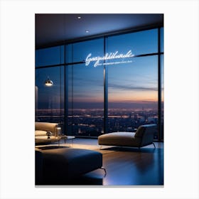 A Beautifully Calligraphed Sign Expressing Gratitude Hovering Gracefully Under Soft Led Lights Pla (7) Canvas Print