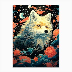 Fox In The Moonlight 3 Canvas Print