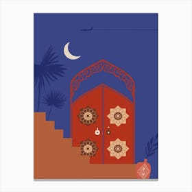 Ramadan Door. Boho, Boho decor: Egypt, Morocco night poster. Moon Canvas Print