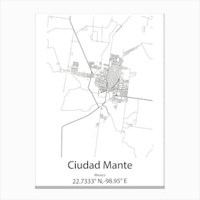 Ciudad Mante,Mexico Minimalist Map Canvas Print