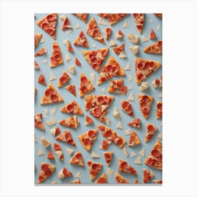 Pizza Slices On A Blue Background Canvas Print