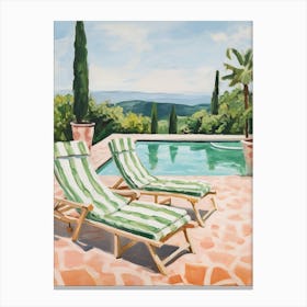 Sun Lounger By The Pool In Ibiza Spain 3 Canvas Print
