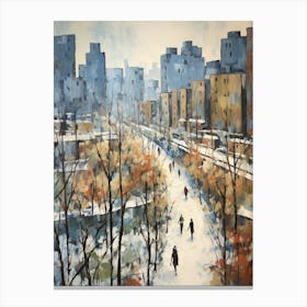 Winter City Park Painting High Line Park New York City 1 Canvas Print