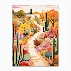 Desert Botanical Garden, Usa In Autumn Fall Illustration 3 Canvas Print