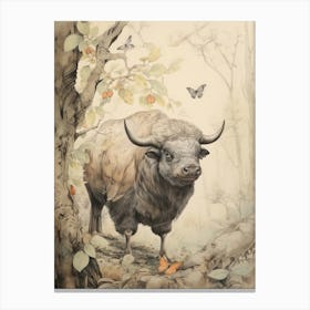 Storybook Animal Watercolour Buffalo 2 Canvas Print