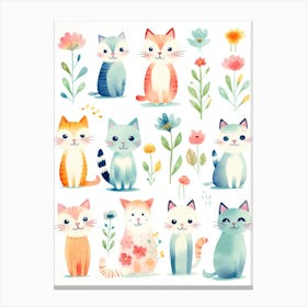 Watercolor Cats 4 Canvas Print