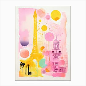 Paris In Risograph Style 2 Canvas Print