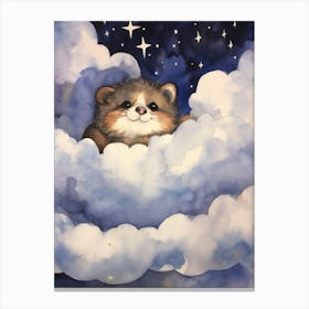 Baby Raccoon 1 Sleeping In The Clouds Canvas Print