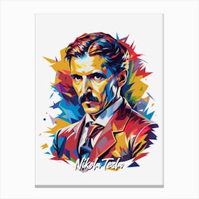 Nikola Tesla 03 Portrait WPAP Pop Art Canvas Print