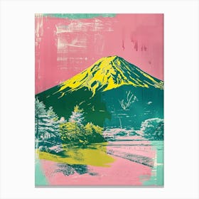 Mount Fuji Japan Retro Duotone Silkscreen 1 Canvas Print