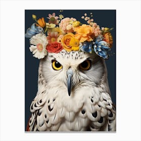 Bird With A Flower Crown Snowy Owl 3 Canvas Print