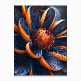 Blue And Orange Flower Canvas Print