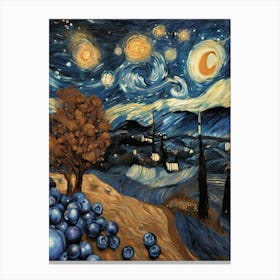 Blueberry Starry Night Canvas Print