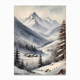 Vintage Muted Winter Mountain Landscape (6) Canvas Print
